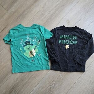 Set of 2 Long & Short Sleeve St. Patrick's Day T-shirt preschool boy 5T, 4/5 EUC